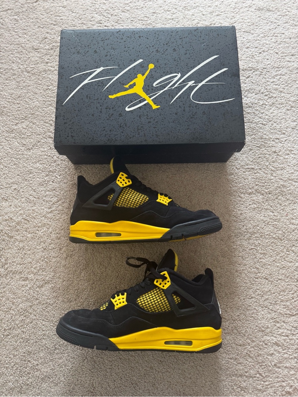 Jordan Black and Yellow Retro 4 Sneakers